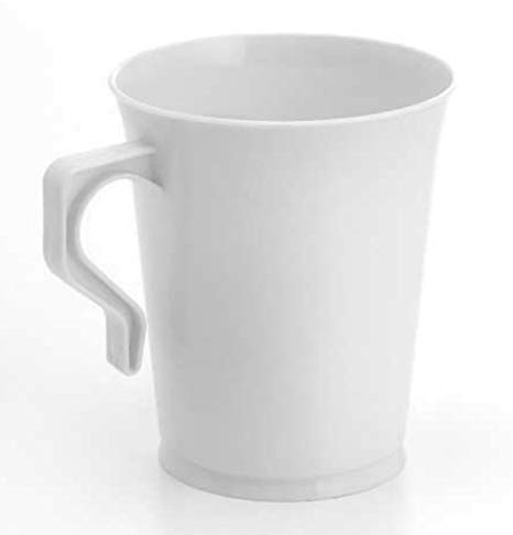40 8 oz Plastic Coffee Cups Teacup White Coffee Mugs Reusable White Coffee Cup Recycable Disposable Coffee Cups Plastic Coffee Mugs Cappuccino Cups Plastic Mugs Espresso Cups White Tea Cups/Handles