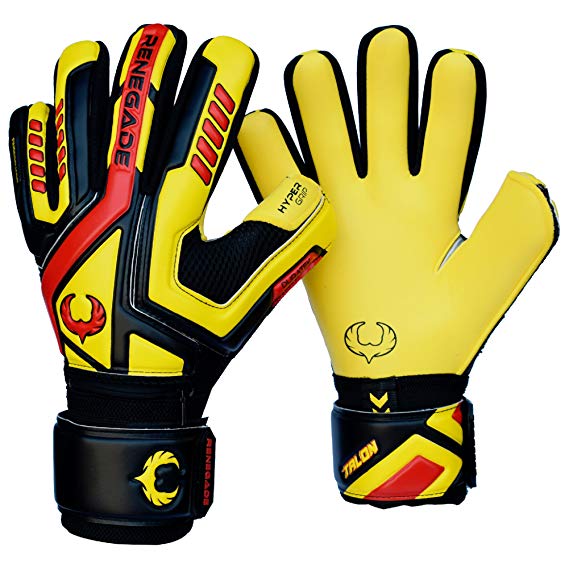 Renegade GK Talon Goalkeeper Gloves With Removable Pro Fingersaves -, Sizes 5-11, 3 Styles/Cuts (Negative, Roll, Flat) - 30 DAY GUARANTEE WARRANTY - Unisex, Adult, Youth Soccer Go