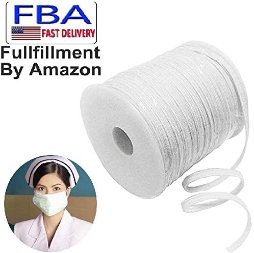 NIKB 1/8 inch Elastic for Sewing Masks 40-Yards White Elastic Cord for Masks Elastic Bands for Sewing Flat Elastic Rope for Crafting/Heavy Stretch Knit Elastic Spool