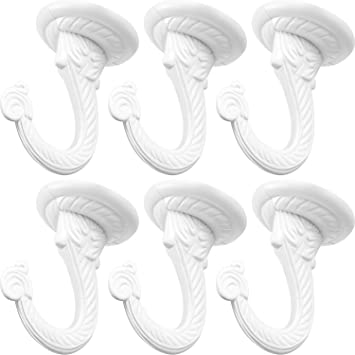 6 Pieces Ceiling Hooks Heavy Duty Swag Hook Hanging Plants Chandeliers Wind Chimes Ornament Hooks for Home Office Kitchen (White)
