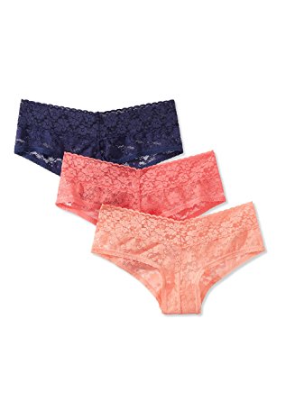 Mae Women's Lace Cheeky Hipster Panty, 3 pack