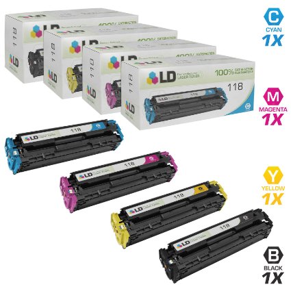 LD  Compatible Canon 118 Set of 4 Toner Cartridges Includes 1 2662B001AA Black 1 2661B001AA Cyan 1 2660B001AA Magenta and 1 2659B001AA Yellow