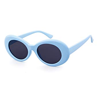 QIFANDI UV400 Clout Goggles Bold Retro Oval Mod Thick Frame Sunglasses