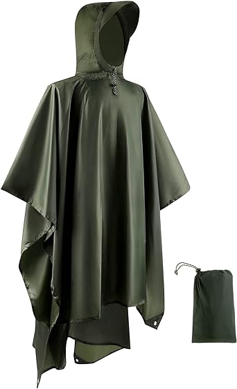 Opret Wasserdicht Regenponcho Damen Herren, Leicht Atmungsaktiv Regencape 3-in-1-Multifunktional Regenmantel Regenschutz Regen Poncho für Wandern und Camping-Navyblau