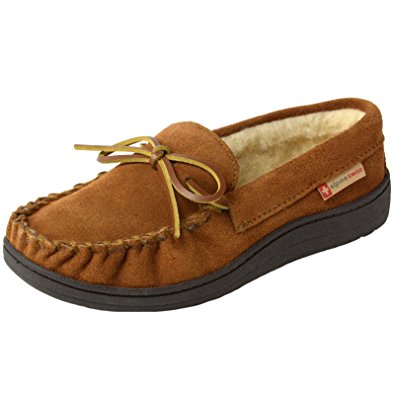 alpine swiss Sabine Womens Suede Shearling Slip On Moccasin Slippers