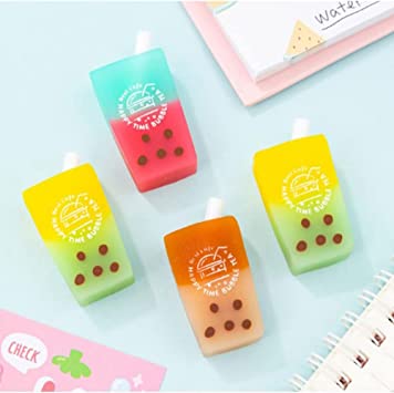 [3-in-1] Bubble Tea Boba Cafe Eraser 3pcs Set Stationery Set for Goody Bags