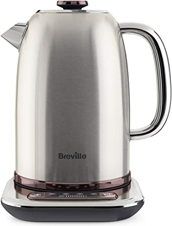 Breville Temperature Select Electric Kettle | 1.7 L | 3kW Fast Boil | Smart Digital Controls | Brushed Nickel (Silver/Grey), [VKT159]