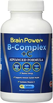 Highly Concentrated Vitamin B Complex w/C Time Release | 100% Natural Vegan Formula with Vitamin C Time Release for Stress and Immune System Support – 90 Tablets