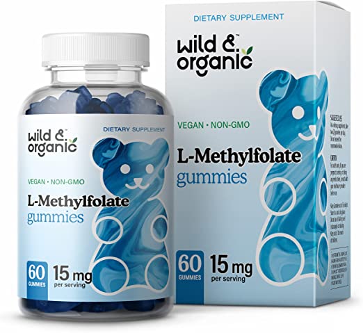 Wild & Organic L-Methylfolate 15mg Gummies - Vitamin B Folate to Help Improve Wellness, Mood, Sleep Quality, Brain Function - Natural Diet Supplement for Supporting Immunity & Energy - 60 Chewables