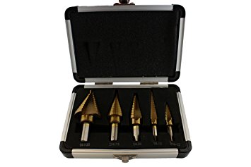 ABN 5 Piece SAE Step Drill Bit Set 3/16” to ½” with ¼” Shank, ¼ to ¾” 3/8” Shank, 1/8” to ½” with ¼” Shank, 1/4” to 1-3/8” with 3/8 Shank, 3/16” to 7/8” with 3/8 Shank