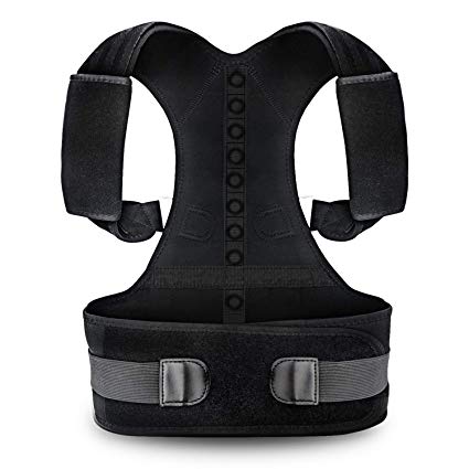Posture Corrector for Men and Women KarmaRebirth Back Brace with Fully Adjustable Straps Shoulder Cushion Magnet Belt Improves Posture Provides Lumbar Support Relieve Lower and Upper Back Pain（S）