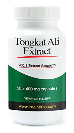 Real Herbs Tongkat Ali Extract (200:1 Extract Strength) - 400mg x 50 Capsules - All Natural Testosterone Boosters Supplement for Energy and Muscle Growth