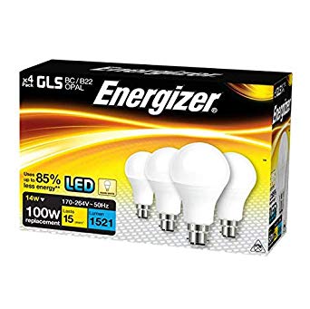 Energizer GLS Replacement LED Bulb 4 Pack (Warm White B22, 100W)