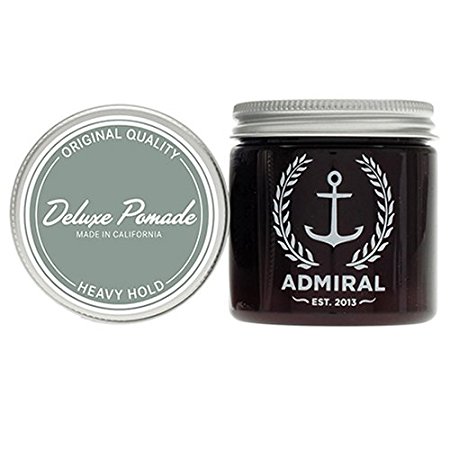 Admiral Deluxe Heavy Pomade (Extra Strong Hold/Medium Shine) 4oz - No Parabens - Professional Grade Formula for Straight, Thick or Curly Hair