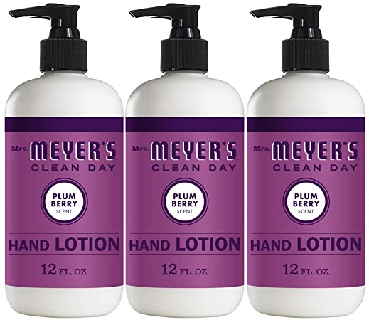 Mrs. Meyer's Clean Day Hand Lotion, Long-Lasting, Non-Greasy Moisturizer with Shea Butter, Plum Berry Scent, 12 oz- Pack of 3