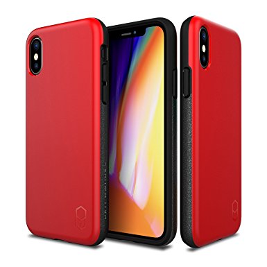 iPhone X Case, Patchworks Level ITG Series in Red Military Grade Drop Tested Protective Case, Shock Absorbent Air Pocket Structure Case