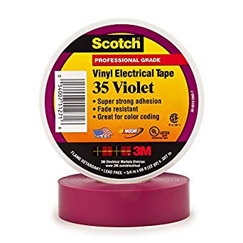 Scotch Vinyl Color Coding Electrical Tape 35, 3/4 in x 66 ft, Violet