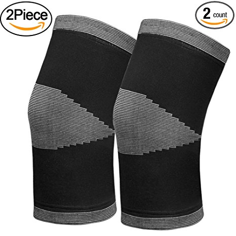 ONSON Compression Knee Sleeve,Best Knee Brace Support for Sports,Running,Jogging,Basketball,Joint Pain Relief,Arthritis and Injury Recovery&More Fits Men and Women (2 Piece)