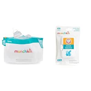 Munchkin® Sterilize™ Microwave Bottle Steam Sterilizer Bags, 30 Uses per Bag, 6 Pack & Arm & Hammer Pacifier Wipes - Safely Cleans Baby and Toddler Essentials, 1 Pack, 36 Wipes