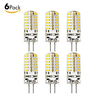 Sanniu G4 Base LED Bulb Halogen Replacement 48 LED 3014 SMD Dimmable 1.8W DC 12V 160LM Bright G4 LED Lights Bulb Lamps Warm White 6 Packs