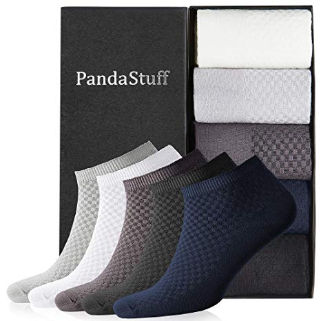 Men’s Bamboo Ankle Socks, 5-Pair Gift Box, Cute No Show, Low Cut, Soft and Non Slip