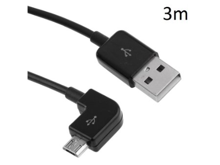 Fone-Stuff New 90 Degree Right Angle Angled Convenient Extra Long Micro USB 2.0 Charge and Sync Data Cable for all Smartphones and Android Perfect for Office/Work and Home (3m, Black)