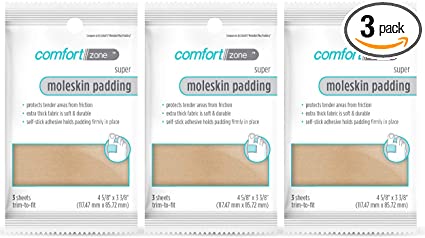 Comfort Zone Super Moleskin Padding, Protects Tender Areas of The Foot from Friction, 3 Pack