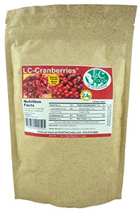 Low Carb Freeze Dried Cranberries (Unsweetened) - LC Foods - All Natural - Paleo - Gluten Free - No Sugar Added - Diabetic Friendly - 1.1 oz