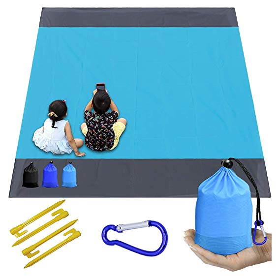 EGOFLEX Sand Free Beach mat, Quick Drying Ripstop Polyester Fiber Compact Outdoor Beach Blanket Best Sand Proof Picnic Mat for Travel, Camping, Hiking and Music Festivals (82inch ×79inch)