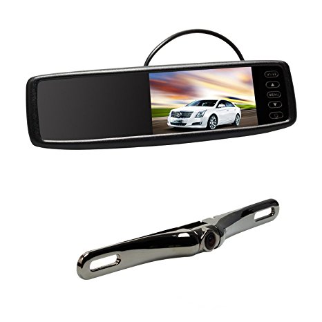 AUTO-VOX Universal 4.3 inch LCD Wireless Rear View Car Monitor with Mirror Kit  Waterproof HD Wide Angle Backup Camera