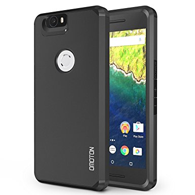 OMOTON Huawei Google Nexus 6P Case - Dual-Layer [Soft TPU Interior] [Durable PC Exterior] Tough Armor Case For Huawei Nexus 6P, Grey/Black, Lifetime Warranty