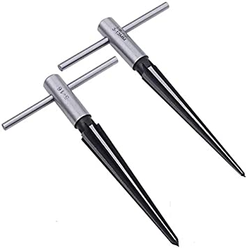 Tzong T Handle Taper Reamer Set 3-13mm(1/8''-1/2'') & 5-16mm(½"-5/8") Bridge Pin Hole Hand Held Tapered Reamers 6 Fluted Chamfer Reaming Guitar Woodworker Luthier Tool