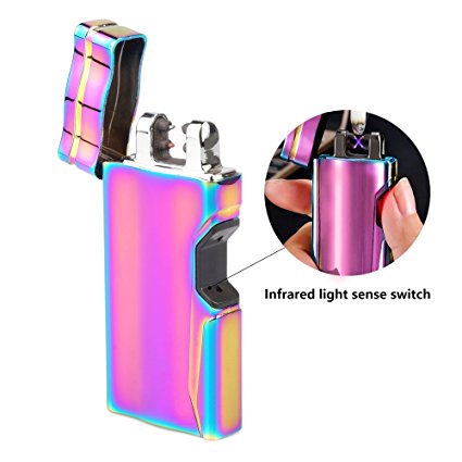 Cigarette lighter ,Flip lighter,infrared USB lighter, Electric Dual Arc Lighter, USB Rechargeable Flameless Electronic Pulse Arc Cigarette Lighter by FengLi