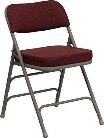 Flash Furniture HERCULES Series Premium Curved Triple Braced & Double Hinged Burgundy Fabric Metal Folding Chair