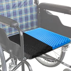 Gel Wheelchair Seat Cushion with Anti-Slip Cover, Relieve Sciatica, Back, Coccyx, Pressure Sore and Ulcer Pain, Refreshing & Ergonomic Chair Cushion,Cushion for Wheelchair Seat (Blue)