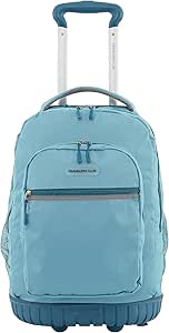 Travelers Club Rolling Backpack, Aqua, 20 Inch with Laptop Compartment