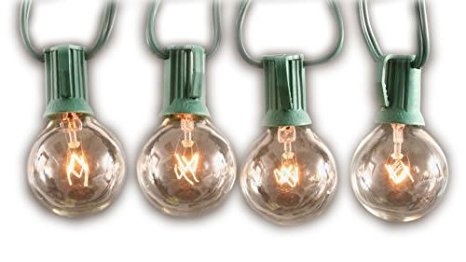 Sival Clear Globe String Lights Set of 25 G40 Bulbs, Perfect for Patio, Gardens, Gazebos, Weddings, Indoor / Outdoor, Christmas lights