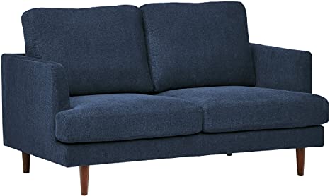 Rivet Goodwin Modern Loveseat, 61.8"W, Navy-Blue Fabric