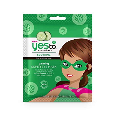 Yes To Cucumbers Calming Super Eye Mask - Single Use | For Sensitive Skin | Cucumbers To Gently Soothe and Refresh Eyes