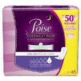Poise Ultimate Absorbency Overnight Incontinence Pads Long 45 Count