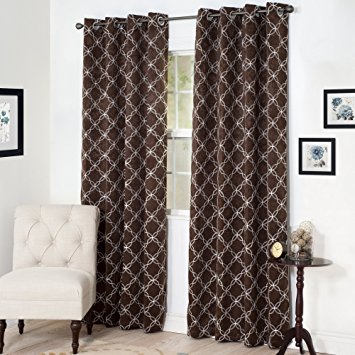 Lavish Home Myra Room Darkening Curtain Panel, 84", Chocolate