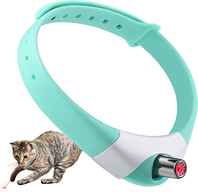 havit Wearable Automatic Cat Toys with LED Lights, Electric Smart Amusing Collar for Kitten, Interactive Cat Toys for Indoor Cats, USB Rechargeable, Auto On/Off (Green)