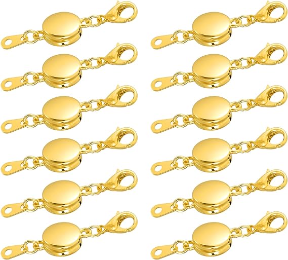 uxcell 12Pcs Jewelry Clasps, Oblate Clasps Locking Closures with Lobster Clasps for Bracelet Necklace Jewelry Making (Gold)