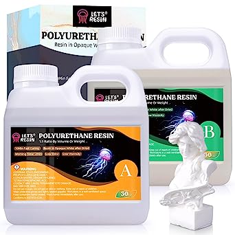 LET'S RESIN Polyurethane Resin, 60oz 2 Part Casting Resin, Fast Cured Resin within 10 Minutes, Ultra Low Viscosity & Low Odor Pourable Liquid Plastic for Casting Models, Prototypes & Other Resin Craft