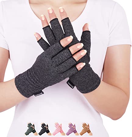 DISUPPO Arthritis Compression Gloves Relieve Pain from Rheumatoid, RSI,Carpal Tunnel, Hand Gloves Fingerless for Computer Typing and Dailywork, Support for Hands and Joints (M, Black)