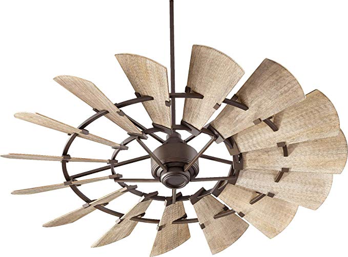 Quorum 96015-86 Indoor Windmill Ceiling Fan in Oiled Bronze with Weathered Oak Blades