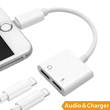 Headphones Jack Adapter for iPhone dongle Dual Audio Cables 4 in 1 Splitter Car Accessories for Charging Music and Call Wire Control Compatible for iPhone XS/MAX/XR/X/8/8Plus/7/7Plus Support All iOS