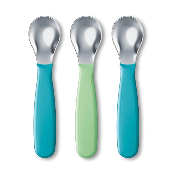 NUK Kiddy Cutlery Spoons, 3 Pack, 18  Months Blue & Green