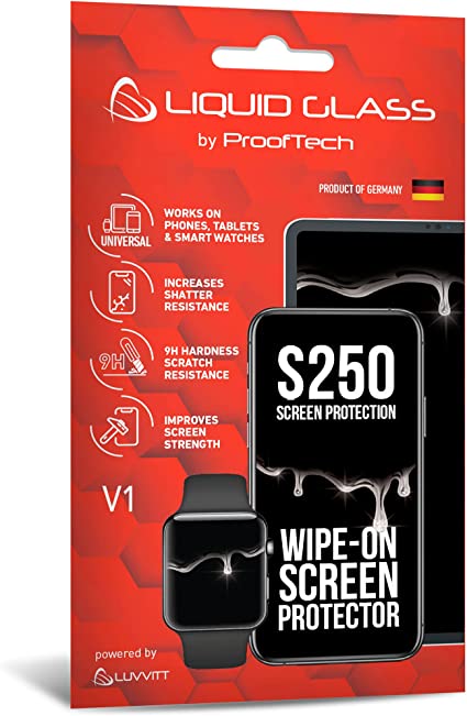 Luvvitt Liquid Glass Screen Protector With $250 Screen Protection - Scratch Resistant Wipe On Coating for All Smartphones Tablets Smartwatches - Universal