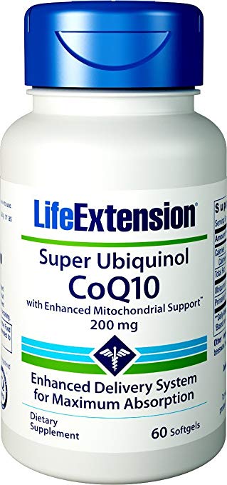 Life Extension Super Ubiquinol COQ10 with Enhanced Mitochondrial Support 200 mg Softgels, 60 Count